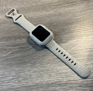Gray Leopard Engraved 38mm 40mm & 41mm Silicone Apple Watch Bands