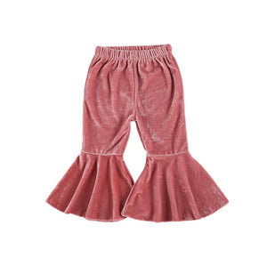 Pink Velvet Flare Bell Bottom Pants