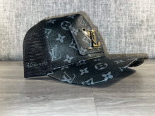 Load image into Gallery viewer, Black Repurposed LV Trucker Hat