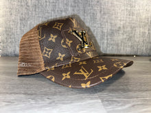Load image into Gallery viewer, Brown Repurposed LV Trucker Hat
