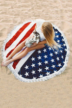 Load image into Gallery viewer, American Flag Fringe Terry Beach Towel