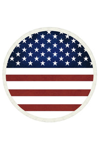 American Flag Fringe Terry Beach Towel