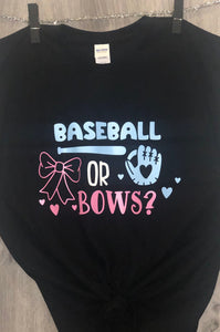Baseball or Bows Gender Reveal Shirts