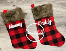 Load image into Gallery viewer, Red Buffalo Plaid Christmas Stocking