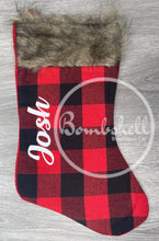 Load image into Gallery viewer, Red Buffalo Plaid Christmas Stocking