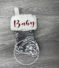 Load image into Gallery viewer, Mini Silver Sequin Christmas Stocking