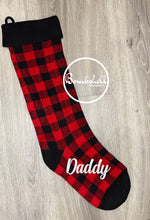 Load image into Gallery viewer, Oversized Red &amp; Black Buffalo Check Knit Christmas Stocking