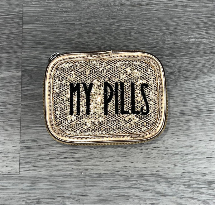 Glitter Embroidered Pill Case