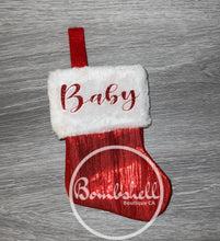 Load image into Gallery viewer, Mini Metallic Red Christmas Stocking