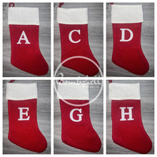 Load image into Gallery viewer, Knit Embroidered Monogram Christmas Stocking