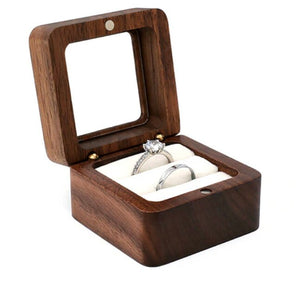 Wood Double Seat Wedding Ring Box