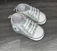 Load image into Gallery viewer, Silver Glitter Baby Shoes