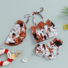 Load image into Gallery viewer, Cow Print Swimsuit &amp; Sun Hat